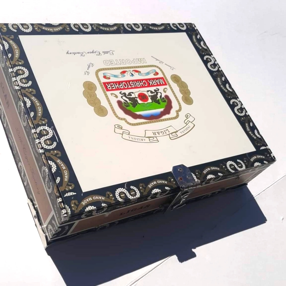 Custom Handmade Ligar Cigar Jewelry Box Lined Silver Clasp Cheetah Golden Gate T